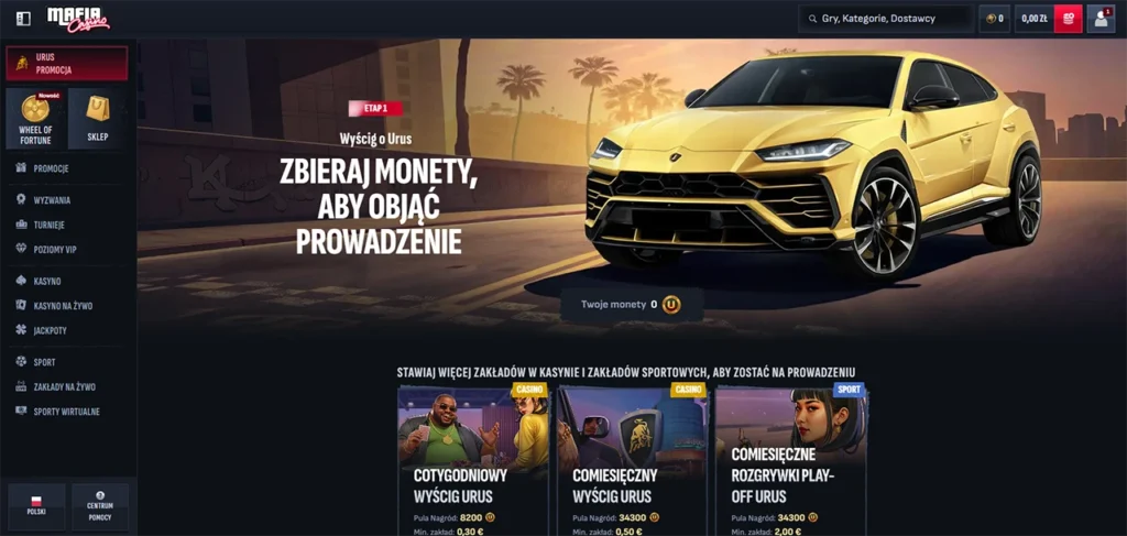 Wyścig o Lamborghini Urus w Kasynie Mafia
