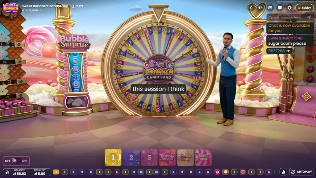 Teleturniej na żywo Sweet Bonanza Candyland w Kasynie BetLabel