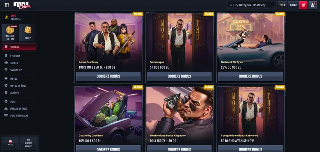 Bonusy i promocje oferowane w Kasynie Mafia